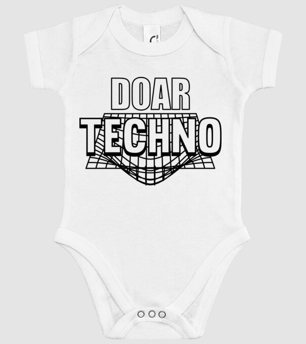Doar techno model alb pe tricou