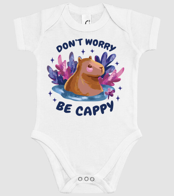 Don't worry be Cappy - capibară model alb pe tricou