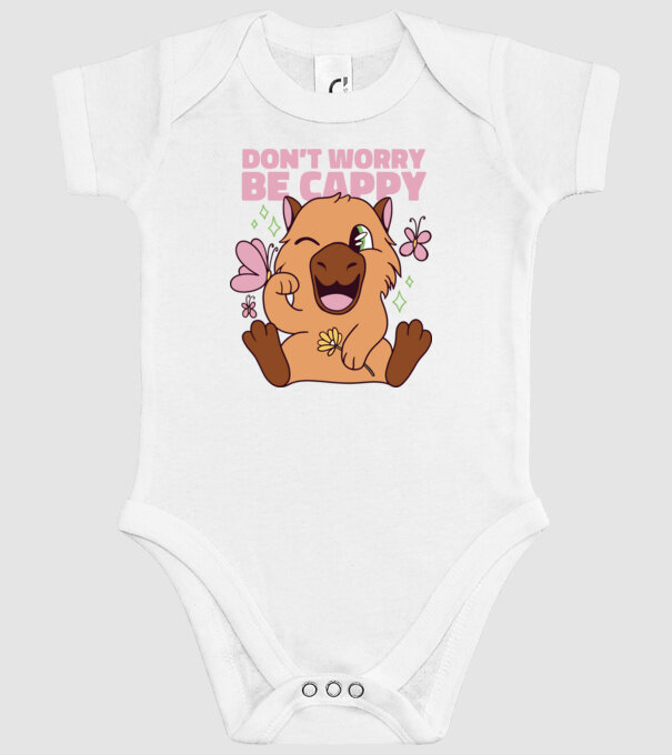 Don't worry be cappy - capibară model alb pe tricou
