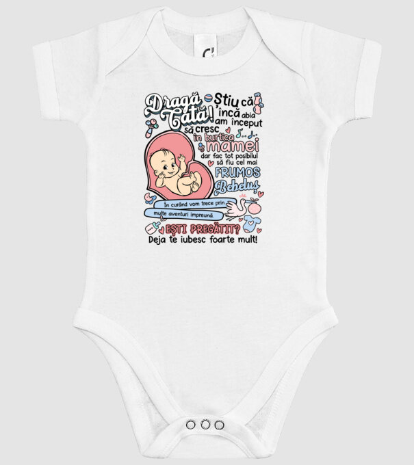 Dragă tată model alb pe tricou