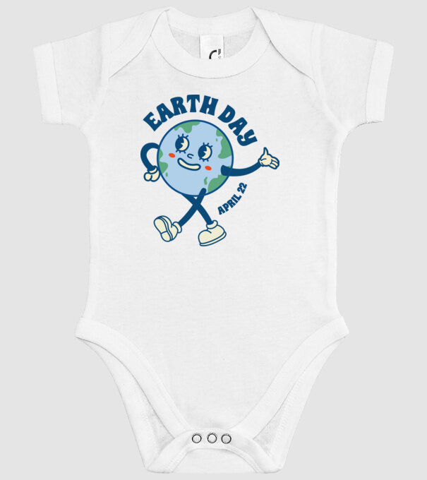Earth Day model alb pe tricou