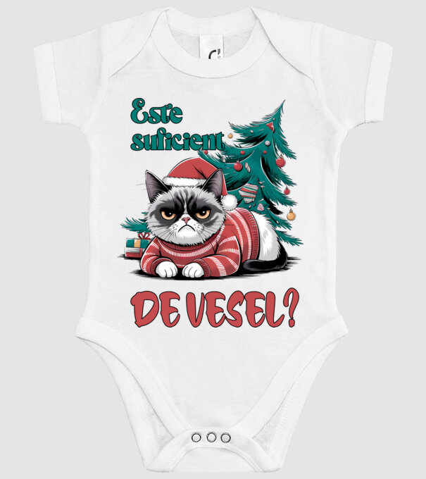Este suficient de vesel? pisică Crăciun model alb pe tricou