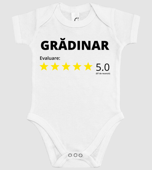 Evaluare Grădinar model alb pe tricou