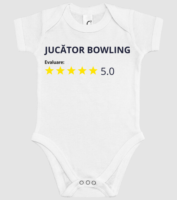 evaluare: jucător bowling de 5 stele model alb pe tricou