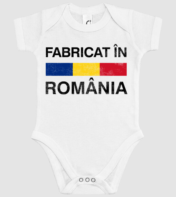 Fabricat în România model alb pe tricou