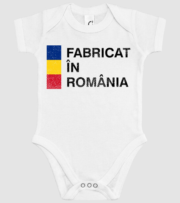 Fabricat în România model alb pe tricou