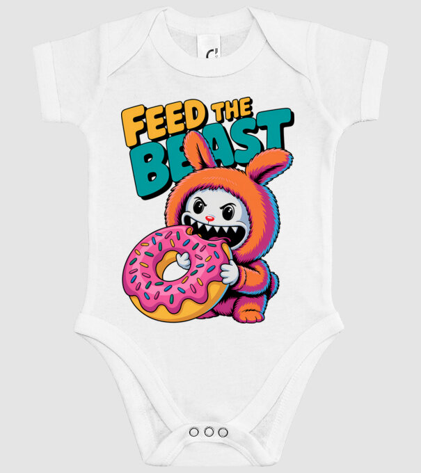 Feed the beast model alb pe tricou