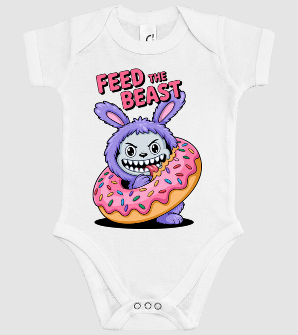 Feed the beast model alb pe tricou