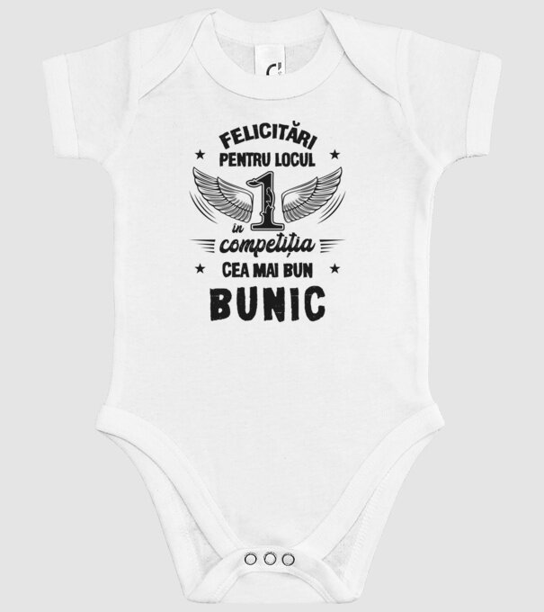 Felicitări pentru locul 1 în competiția Cel mai bun bunic! model alb pe tricou