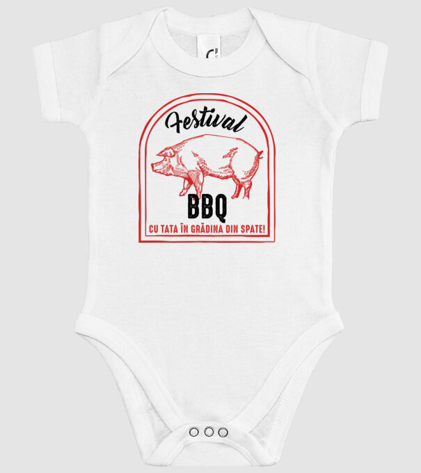 Festival BBQ - cu tata în grădina din spate! model alb pe tricou