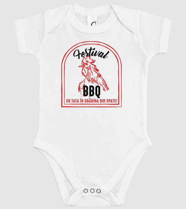 Festival BBQ - cu tata în grădina din spate! model alb pe tricou