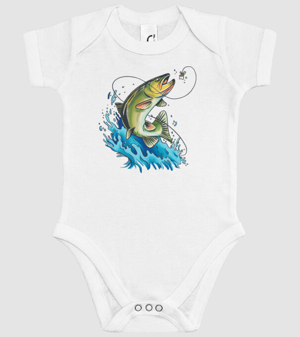 Fish model alb pe tricou