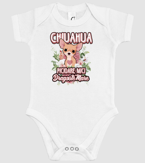 chihuahua : picioare mici dragoste mare model alb pe tricou