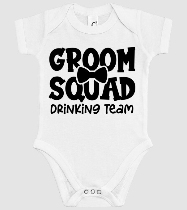Groom Squad model alb pe tricou
