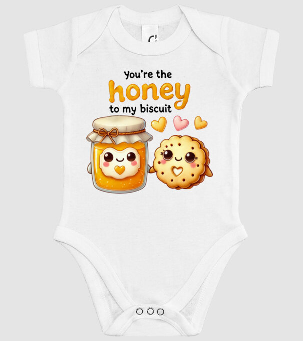 Honey to my Biscuit model alb pe tricou