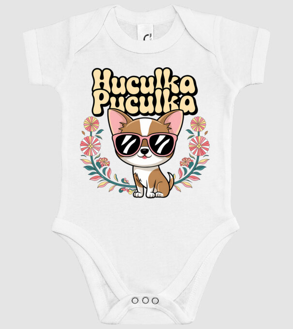 Huculka Puculka câine 1 model alb pe tricou