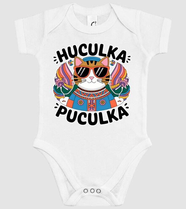 Huculka Puculka pisică 3 model alb pe tricou