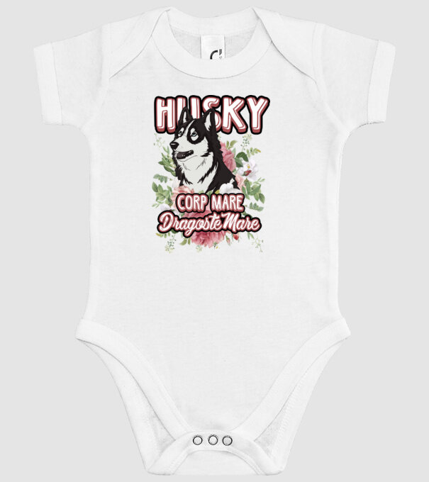 husky - corp mare, dragoste mare model alb pe tricou