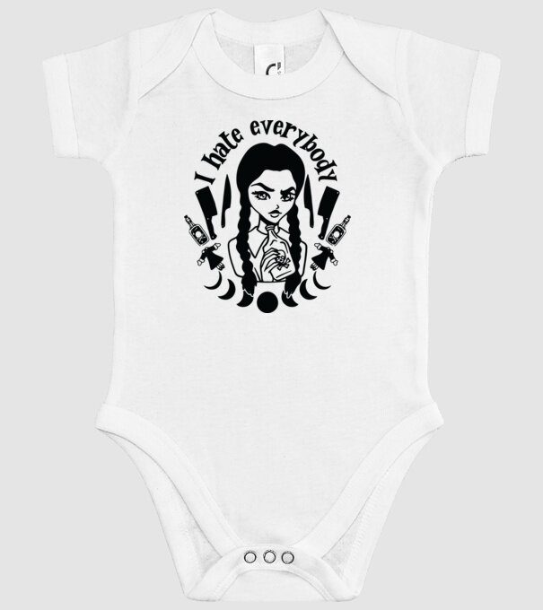 I hate everybody cartoon model alb pe tricou