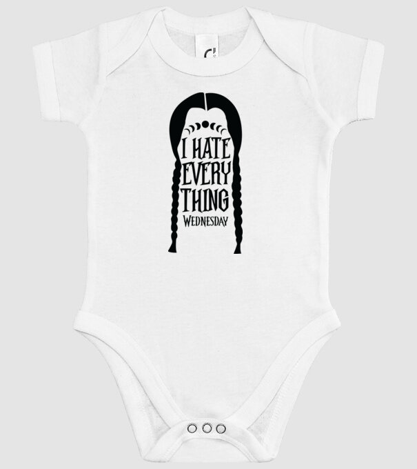 I hate everything model alb pe tricou