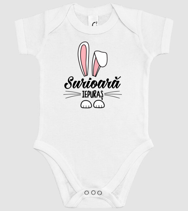 Iepuraș surioară model alb pe tricou
