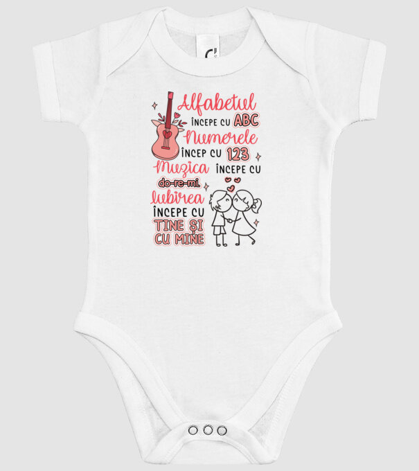Iubirea începe cu-tine și cu mine model alb pe tricou