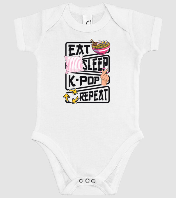 K-POP EAT SLEEP model alb pe tricou