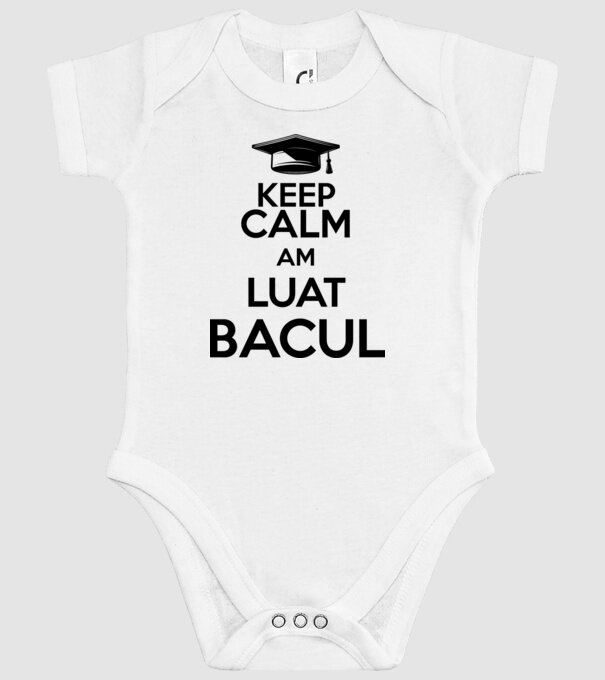 Keep calm, am luat bacul model alb pe tricou