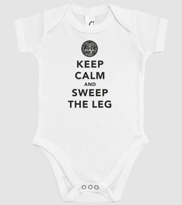 Keep calm and weep the leg cobra kai model alb pe tricou