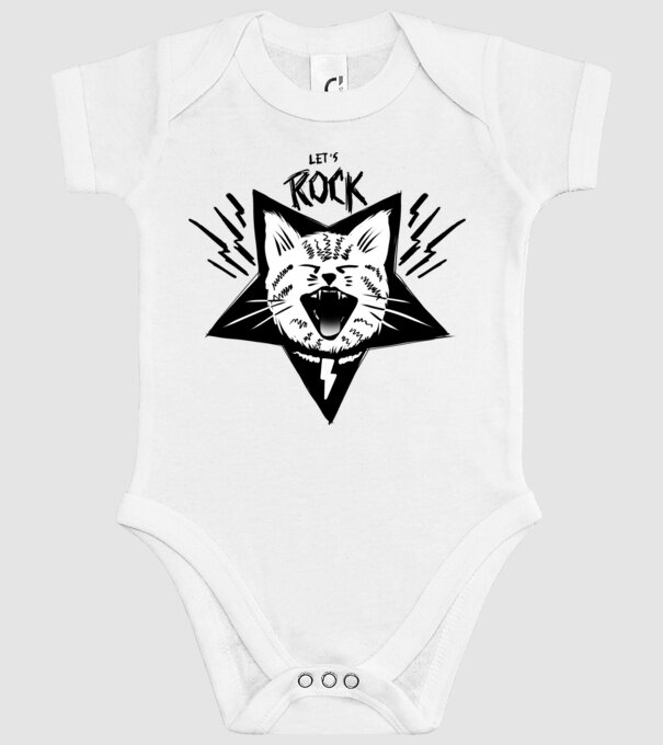 Let's Rock model alb pe tricou