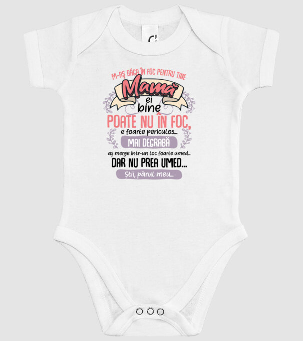 M-aș băga în foc pentru tine, mamă model alb pe tricou