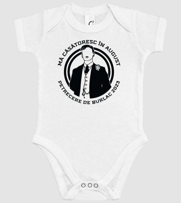 mă căsătoresc în august - petrecere de burlac model alb pe tricou