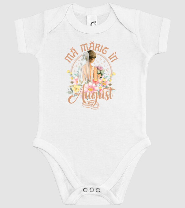mă mărit - în august model alb pe tricou
