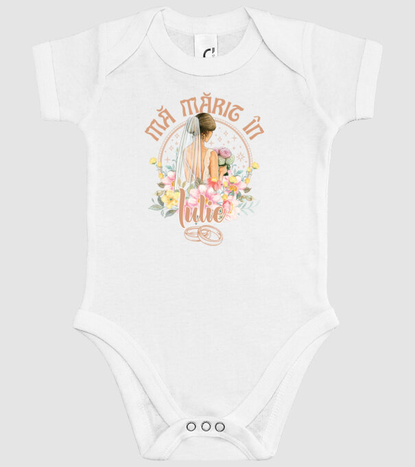 mă mărit - în iulie model alb pe tricou