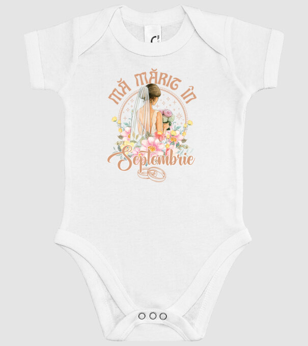 mă mărit - în septembrie model alb pe tricou