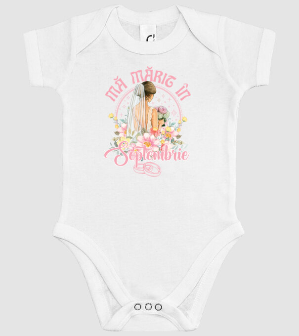 mă mărit - în septembrie model alb pe tricou