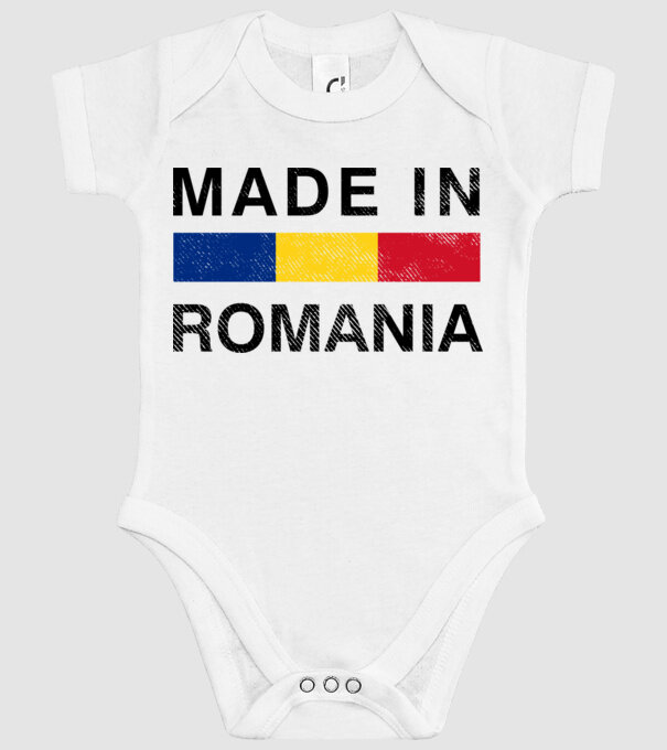 made in romania model alb pe tricou