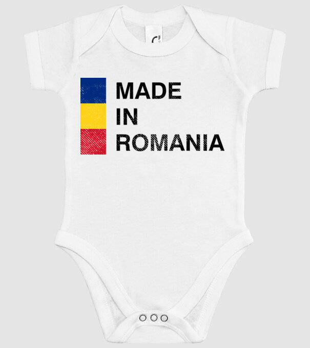 made in romania model alb pe tricou