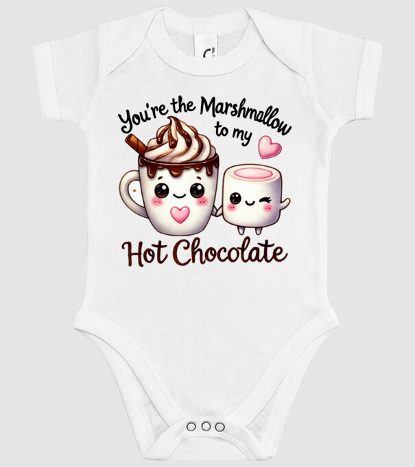 Marshmallow to my Hot Chocolate model alb pe tricou