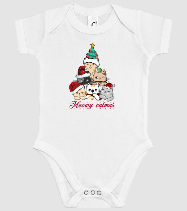 Meowy catmas model alb pe tricou