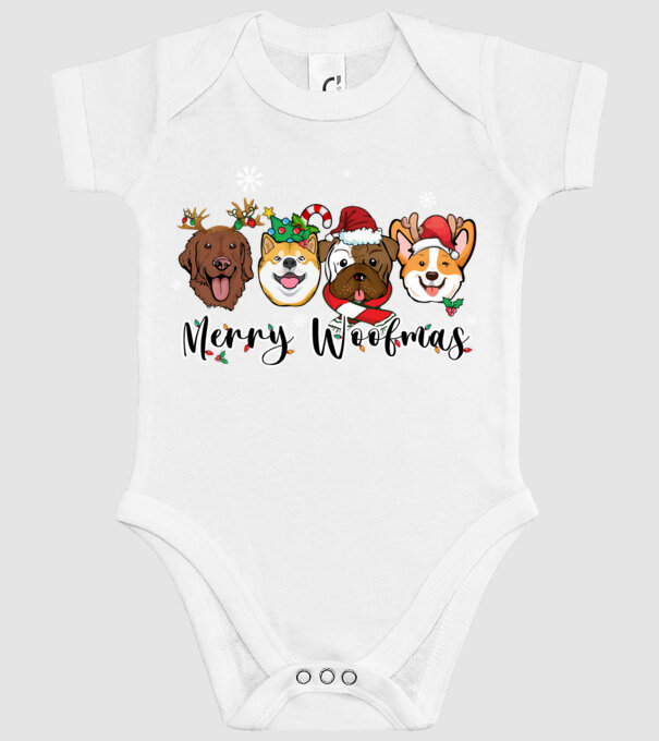 Merry woofmas 2 model alb pe tricou