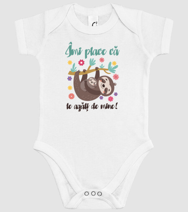 Îmi place să mă agăț de tine! Te iubesc mamă! model alb pe tricou