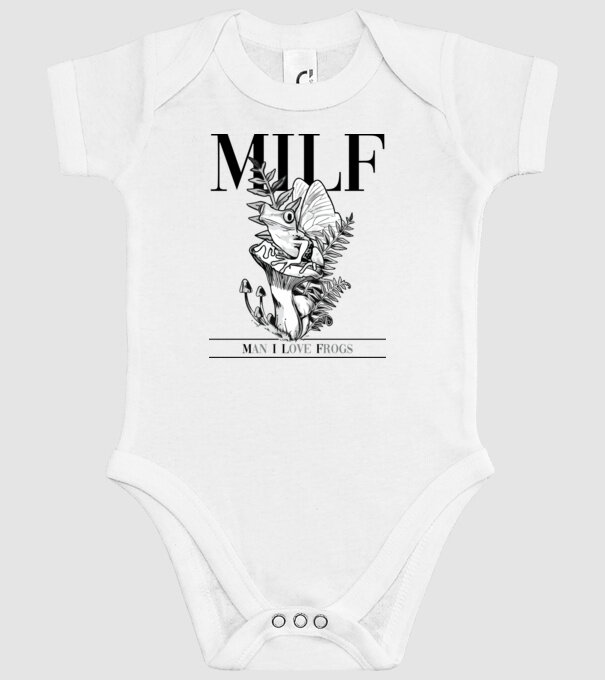 MILF man i love frogs model alb pe tricou