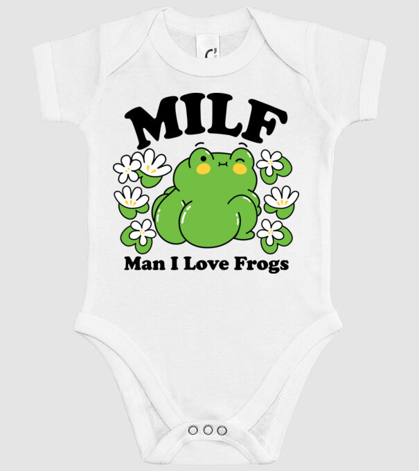 MILF man i love frogs model alb pe tricou