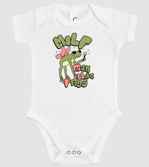MILF man i love frogs model alb pe tricou