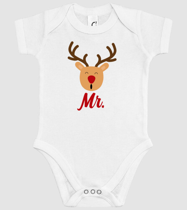Mr. Reindeer Christmas couple model alb pe tricou