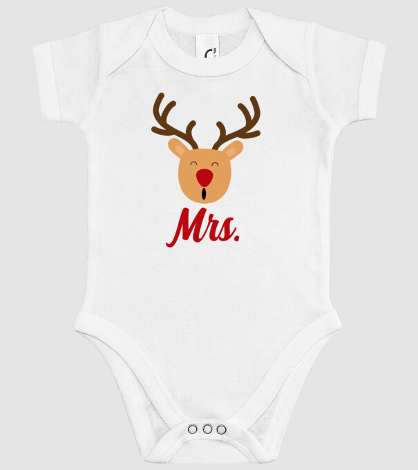 Mrs Reindeer christmas couple model alb pe tricou