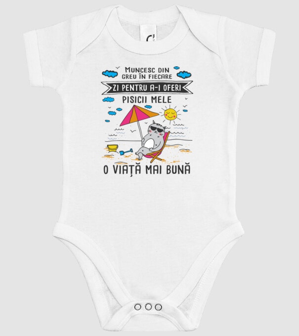 Muncesc din greu în fiecare zi pentru a-i oferi pisicii mele o viață mai bună model alb pe tricou