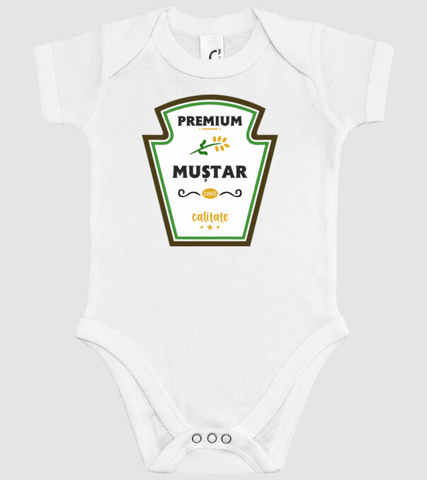 muștar premium - calitate model alb pe tricou