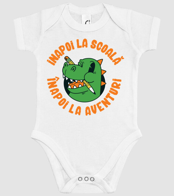 Înapoi la școală, înapoi la aventuri model alb pe tricou